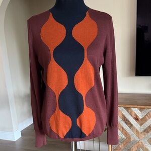 Marimekko Brown and Orange Wave Sweater